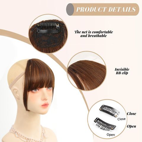 Natural Look Clip in Fringe Hairpiece Synthetic Fake Bangs f view 5