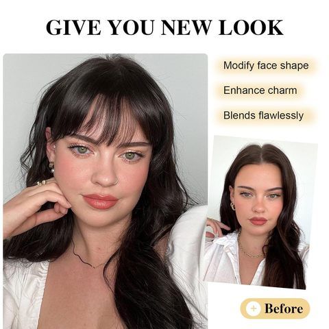 Natural Look Clip in Fringe Hairpiece Synthetic Fake Bangs f view 6
