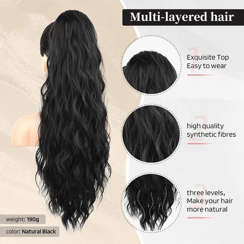 28-Inch Long Straight Synthetic Drawstring Clip-in Ponytail  view 2