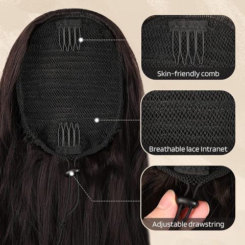 28-Inch Long Straight Synthetic Drawstring Clip-in Ponytail  view 3