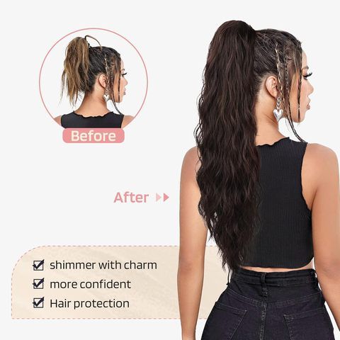 28-Inch Long Straight Synthetic Drawstring Clip-in Ponytail  view 4