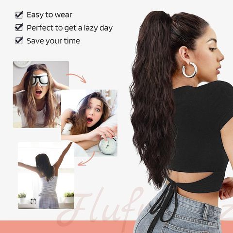 28-Inch Long Straight Synthetic Drawstring Clip-in Ponytail  view 5