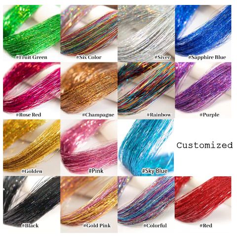 Hair Tinsel Extensions 12 Pcs Colorful Glitter Plastic Mater view 6