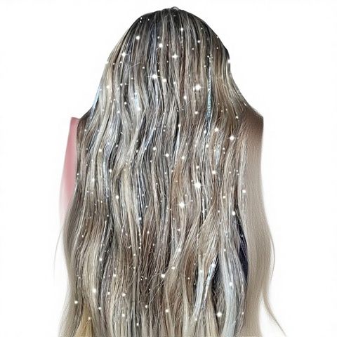 48-Inch 1200 Strands Glitter Tinsel Hair Extensions Kit Heat view 2