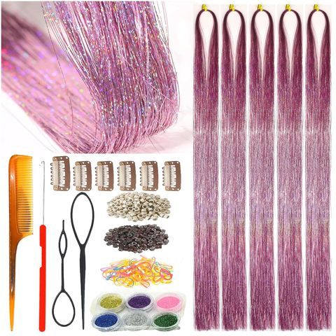 20 Colors Fairy Hair Tinsel Kit 4000 Glitter Strands 48Inch  view 3