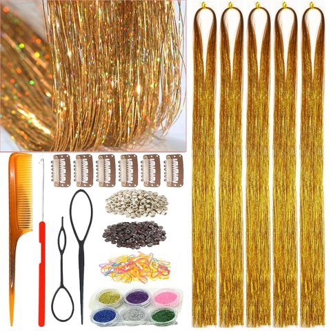 20 Colors Fairy Hair Tinsel Kit 4000 Glitter Strands 48Inch  view 4
