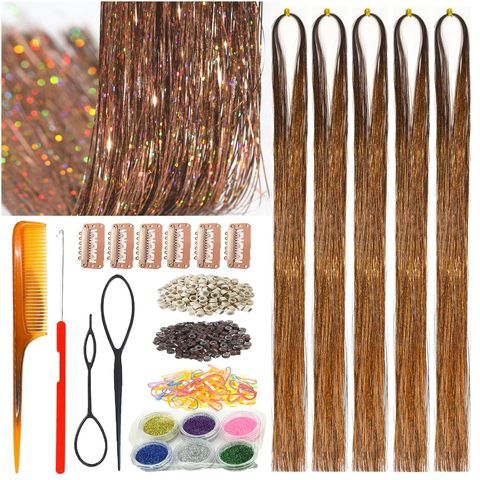20 Colors Fairy Hair Tinsel Kit 4000 Glitter Strands 48Inch  view 6