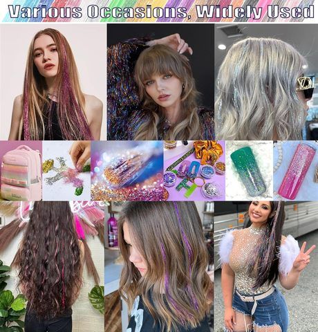 Tinsel Hair Clips 20 Inch Pink Glitter Extensions for Girls view 5