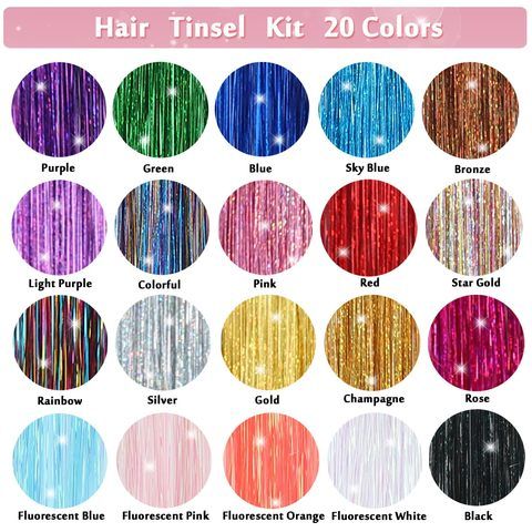 Hair Tinsel Kit 20 Colors 4800 Strands 48 Inches Heat Resist view 3