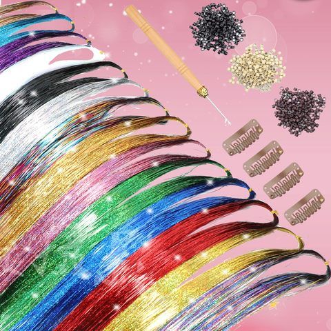 Hair Tinsel Kit 20 Colors 4800 Strands 48 Inches Heat Resist view 4