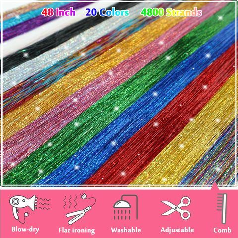 Hair Tinsel Kit 20 Colors 4800 Strands 48 Inches Heat Resist view 5