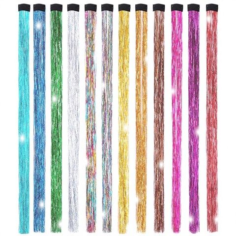 19.7 Inch Straight Clip in Hair Fairy Tinsel Kit Clips on Gl view 2
