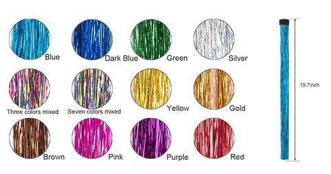 19.7 Inch Straight Clip in Hair Fairy Tinsel Kit Clips on Gl view 3