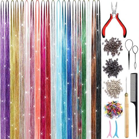 Hair Tinsel Kit (20 Colors 4400 Strands 48 Inches) Sparking  view 2