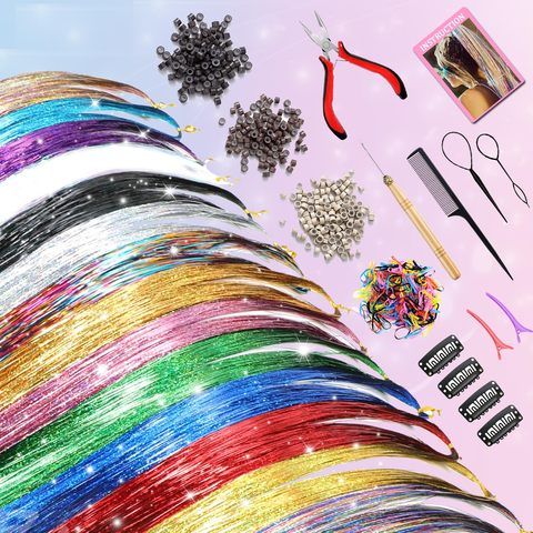Hair Tinsel Kit (20 Colors 4400 Strands 48 Inches) Sparking  view 3