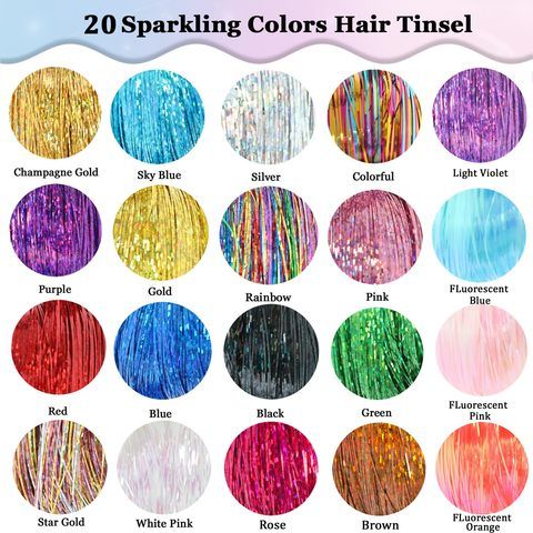 Hair Tinsel Kit (20 Colors 4400 Strands 48 Inches) Sparking  view 5