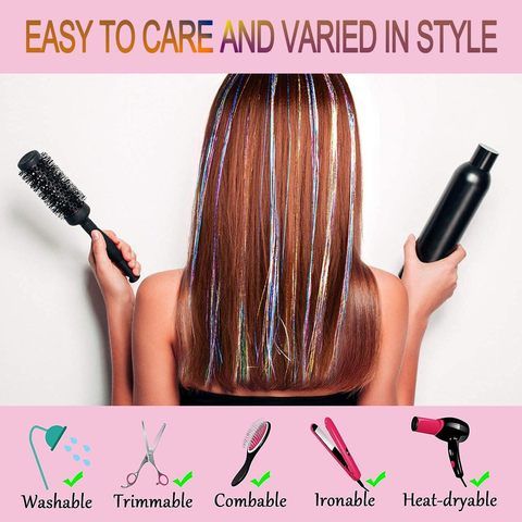 Gold Synthetic Straight Hair Tinsel 12Pcs Clip Packs 20.5 In view 6