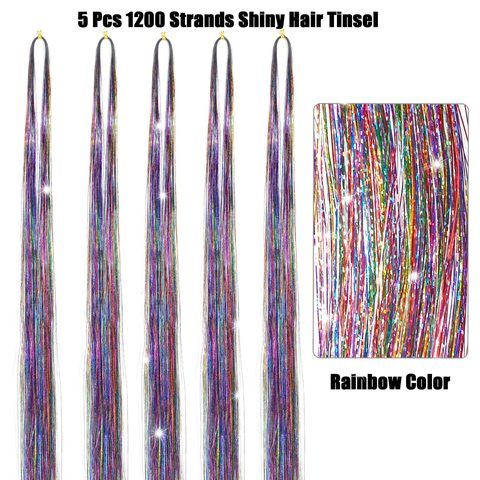 Synthetic Hair Tinsel Kit 18 Inch 12 Pieces Colorful Fairy H view 4