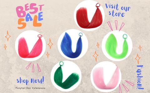 Red/White/Blue Hair Extension Ponytail Hair Tinsel Extension view 6