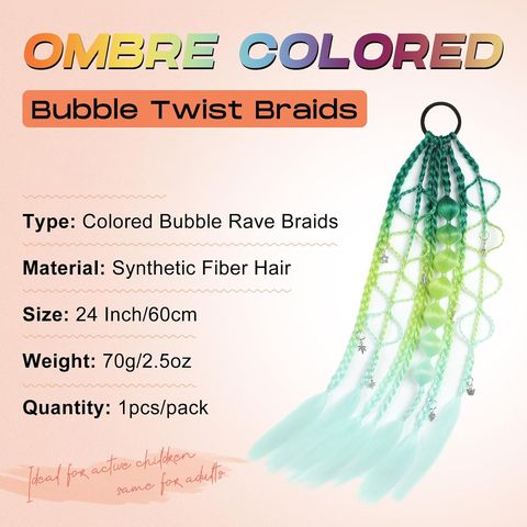 Custom Colored Hair Extensions Ombre Braided Bubble Ponytail view 3
