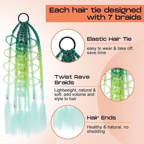 Custom Colored Hair Extensions Ombre Braided Bubble Ponytail view 4