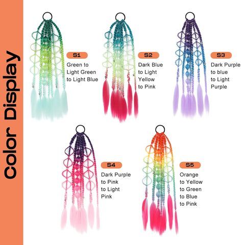 Custom Colored Hair Extensions Ombre Braided Bubble Ponytail view 5