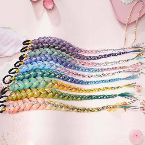 26 Inch Hair Tinsel Colored Braided Ponytail Extension Blue  view 5
