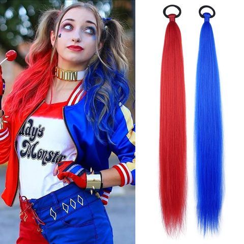 2 Pack Braid Ponytail Extension with Elastic Tie Straight Sl view 3