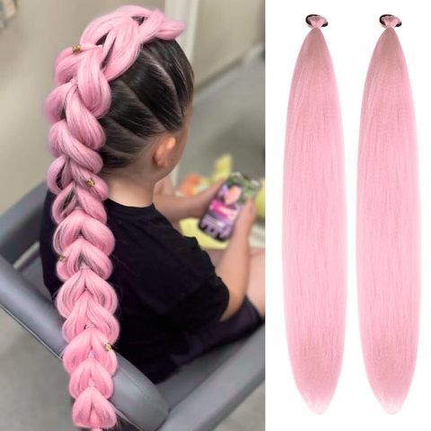 Light Pink Ponytail Extension With Elastic Tie Long Syntheti view 3