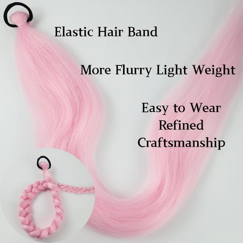 Light Pink Ponytail Extension With Elastic Tie Long Syntheti view 6