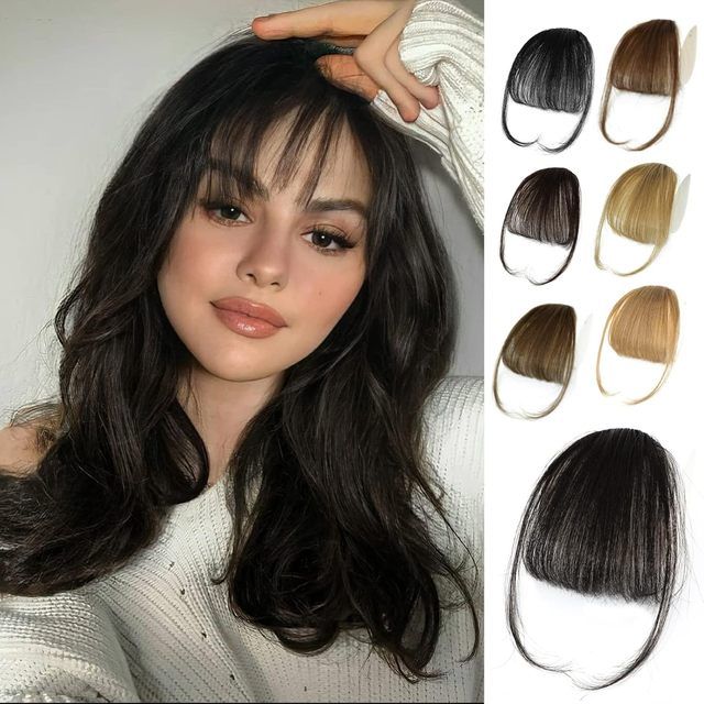 Clip-in Bangs Wispy Air Fringe Temples Hairpieces Women Curved Daily Wear China Made Brown Black