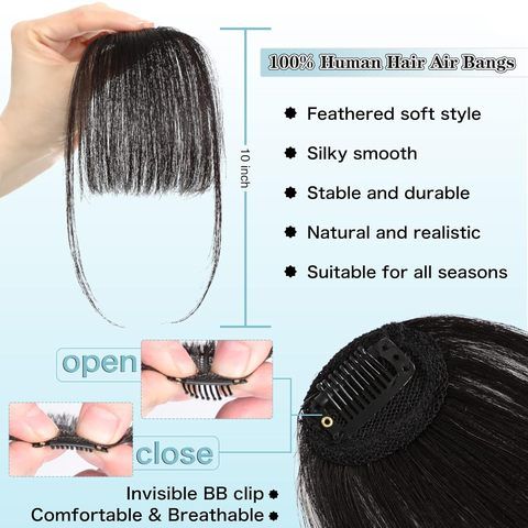 Clip-in Bangs Wispy Air Fringe Temples Hairpieces Women Curv view 3