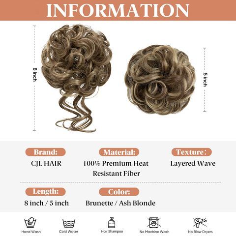 Messy Bun Hair Piece Large Elastic Wavy Curly Scrunchies Pon view 3