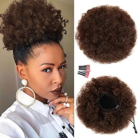Afro Puff Drawstring Ponytail Extension Black Women's P view 2