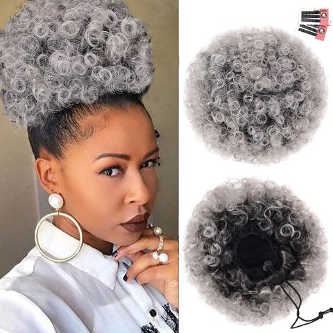 Afro Puff Drawstring Ponytail Extension Black Women's P view 4