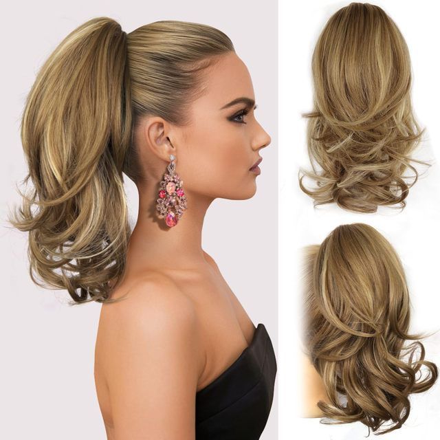 Claw Clip Short Ponytail Curly Hair Extensions, Adjustable Metal Clip Messy Bun Hairpiece for Women, Synthetic Natural Look