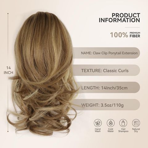Claw Clip Short Ponytail Curly Hair Extensions, Adjustable M view 2