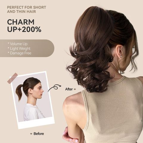 Claw Clip Short Ponytail Curly Hair Extensions, Adjustable M view 3