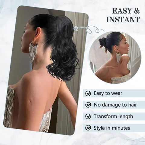 16 Inch Ponytail Extension Drawstring Ponytail for Women Cur view 2