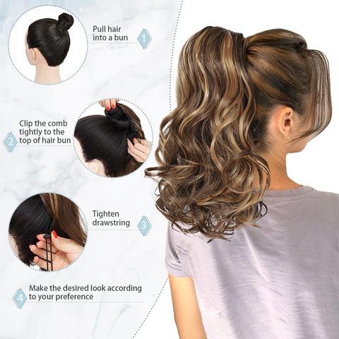 16 Inch Ponytail Extension Drawstring Ponytail for Women Cur view 3