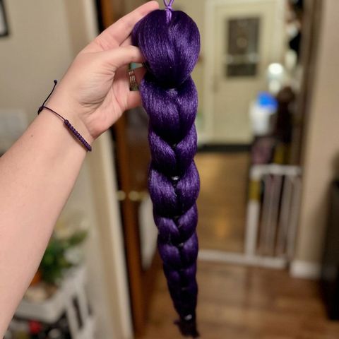 Purple Pre-Braided Ponytail Extensions, 26 Inch Lightweight  view 4