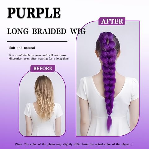 Purple Pre-Braided Ponytail Extensions, 26 Inch Lightweight  view 5