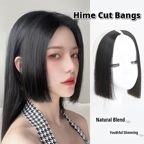 Princess Cut Hairpiece, 2-Piece Straight Bangs Set, Natural  view 2