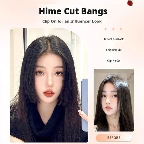 Princess Cut Hairpiece, 2-Piece Straight Bangs Set, Natural  view 3