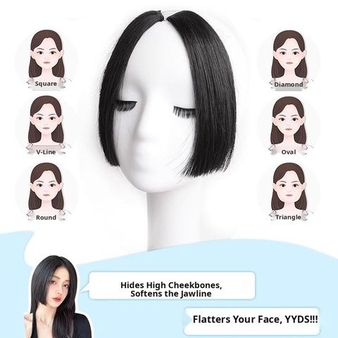Princess Cut Hairpiece, 2-Piece Straight Bangs Set, Natural  view 4