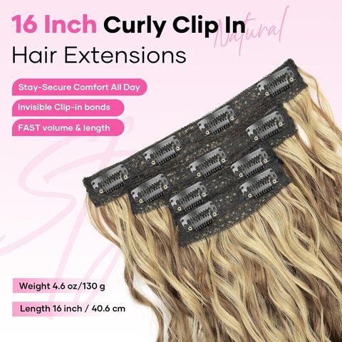 4PCS 16 Inch Synthetic Curly Clip-in Hair Extensions Brown B view 4