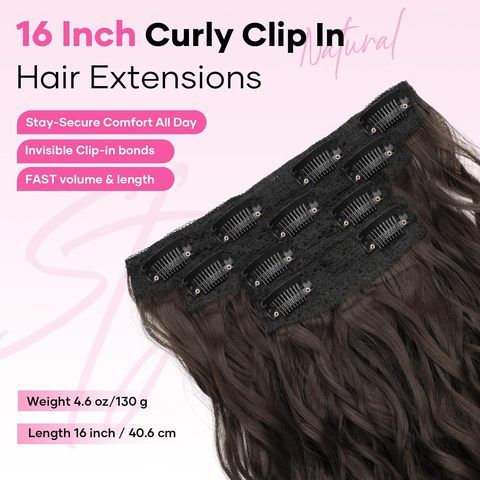 Synthetic Curly Clip-in Hair Extensions 4PCS 16 Inch Chocola view 4