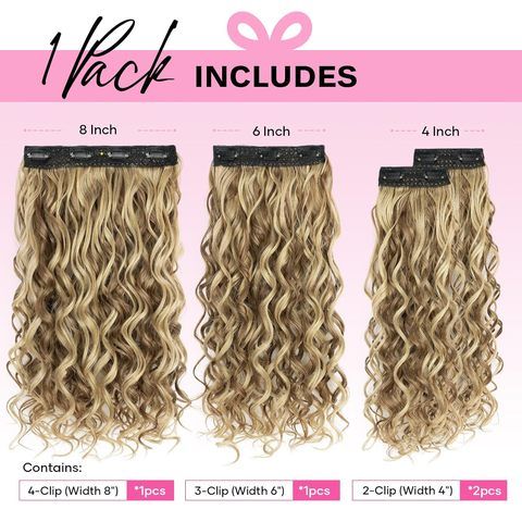 Synthetic Curly Clip-in Hair Extensions 4PCS 16 Inch Chocola view 5