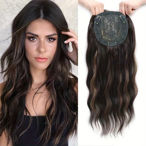 Water Wave Synthetic Hair Topper Long Curly Clip in Hairpiec view 3