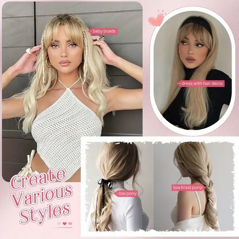 Water Wave Synthetic Hair Topper Long Curly Clip in Hairpiec view 4